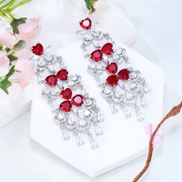 soramoore new luxury blue drop pendant earrings trendy cubic zircon earrings for women wedding engagement party jewelry gift