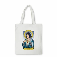 vintage pulp fiction womens shopper bag female harajuku kawaii quentin tarantino mia wallace graphic canvas bag tote bag