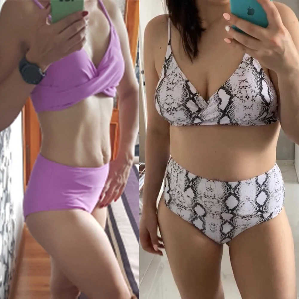 Бикини пуш-ап с завышенной талией и леопардовым принтом | Женская одежда
