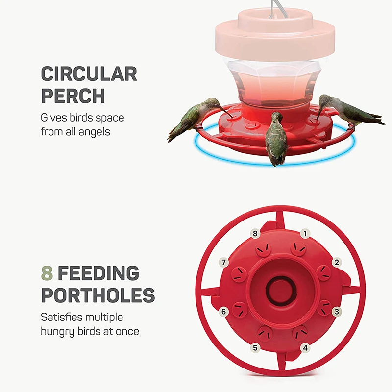 

Hummingbird Feeders Leak-Proof Wide Mouth for Easy Filling Easy Cleaning For Outdoor ANDF889
