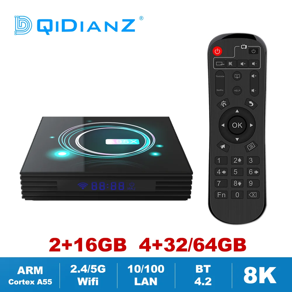 ТВ приставка A95XF3 Slim Android 9 0 четырехъядерный Amlogic S905X3 2 4G/5G Wi Fi BT 4 4K 8K медиаплеер