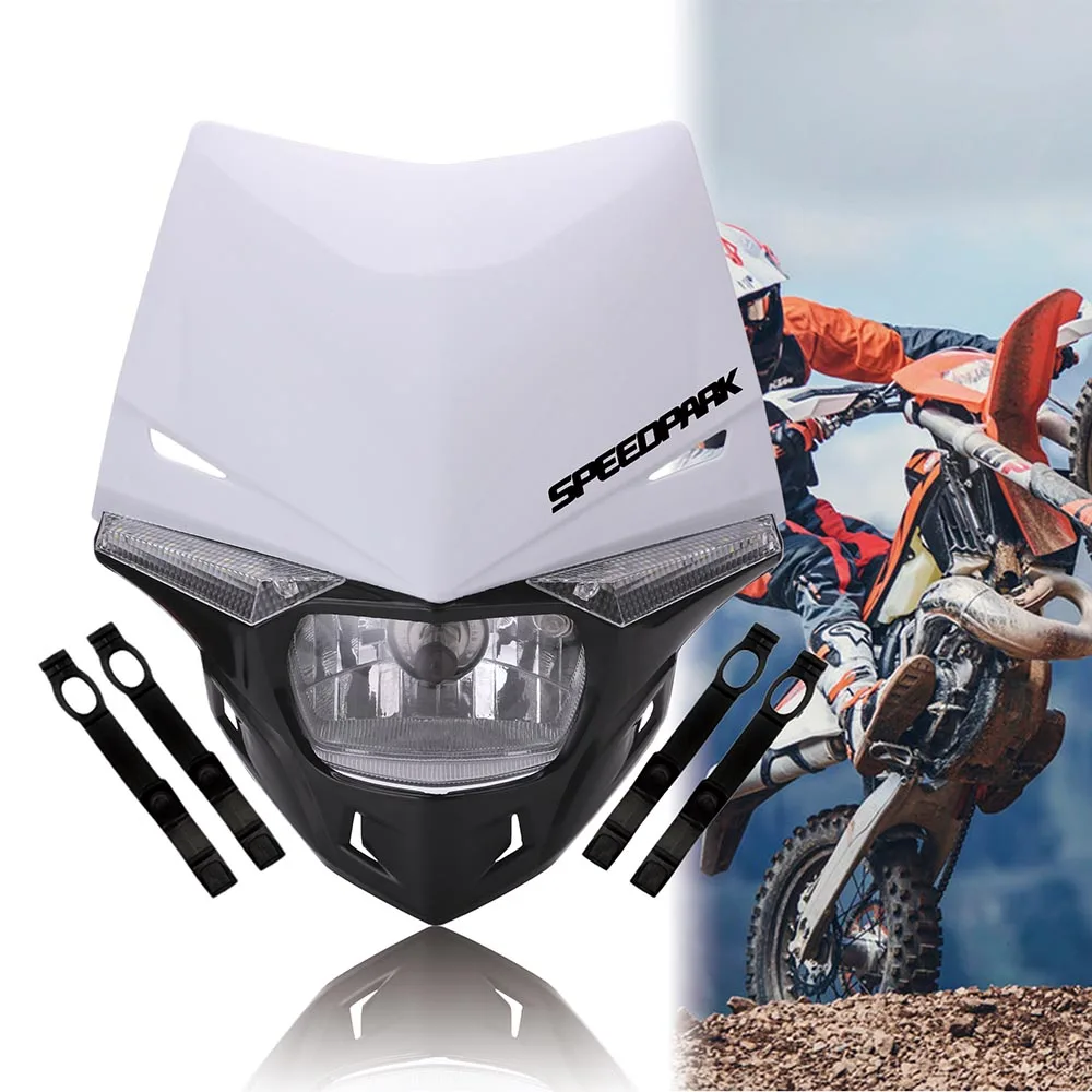 White SPEEDPARK Универсальный мотоциклетный эндуро головной светильник Supermoto фары для мотокросса двойной Спорт для KTM EXC SX SXF XC MX SMR - Цвет: White