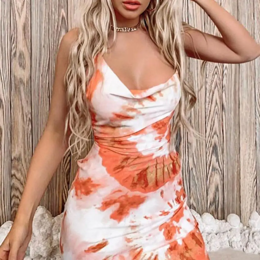 

Sexy Tie Dye Print Spaghetti Strap Dress Woman 2021 Summer Sexy Backless Long Dress Vestidos for Women Boho Dresses Femme Robe