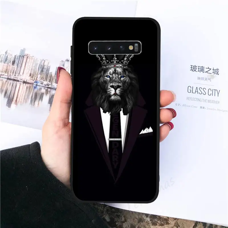 

Suit shirt tie lion crown Phone Case For Samsung galaxy S 8 9 10 20 21 30 A 30 50 51 70 note 10 plus Ultra 5g