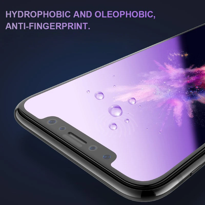 

1-3 Pcs Purple Light Real Eye Protection Tempered Glass For iPhone 12 11 Pro Max X Screen Protector For iphone 6 7 8 Plus Film