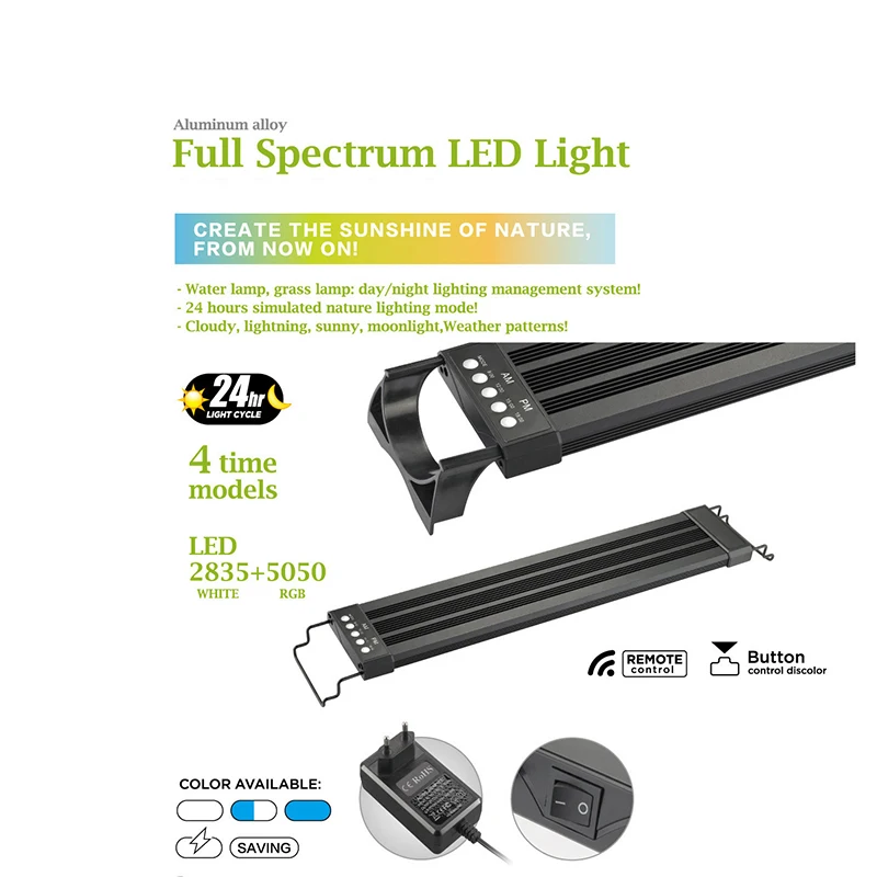 

Aquarium LED Fish Tank Bracket Lamp Remote Control Simulation Sunlight LED Full Spectrum Aquatic Plant Lamp Lighting