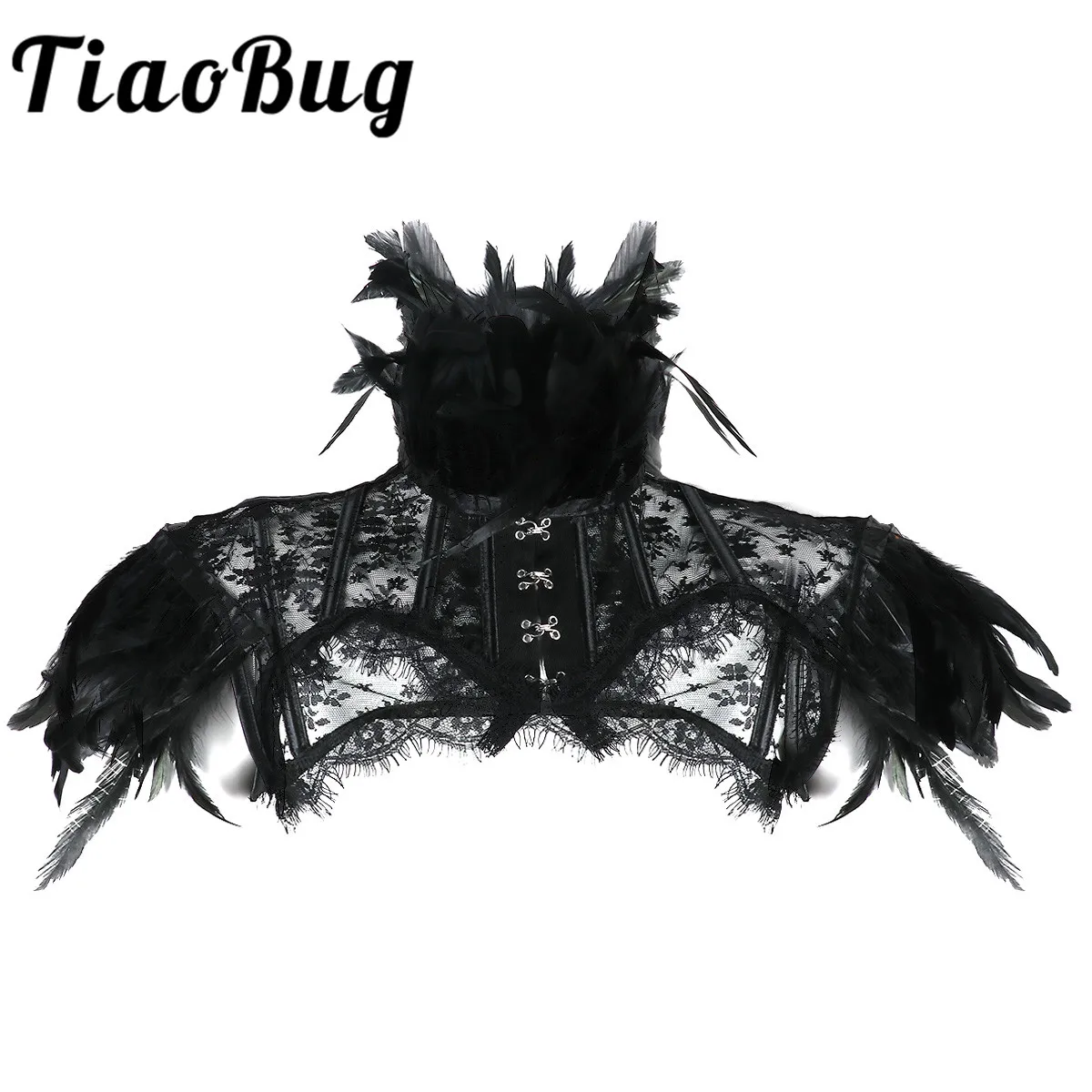 Женский винтажный готический костюм Goth Rave винтажное кружевное болеро с перьевым