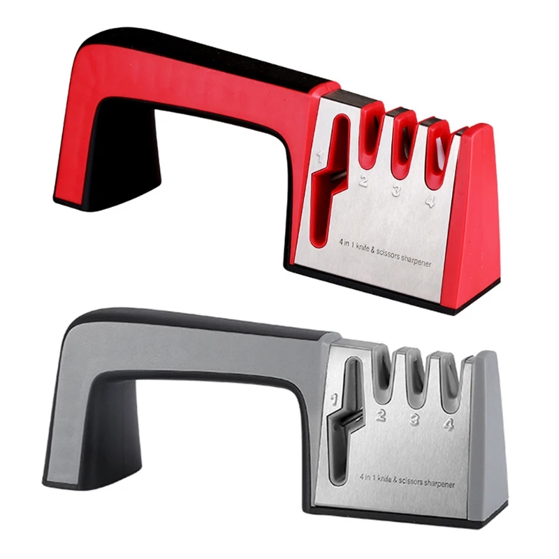 

Portable 4-in-1 Knife Stone Sharpening Tool Scissor Slot Coarse Slot Fine Slot Middle Grinding Slot Non-slip Bottom Base