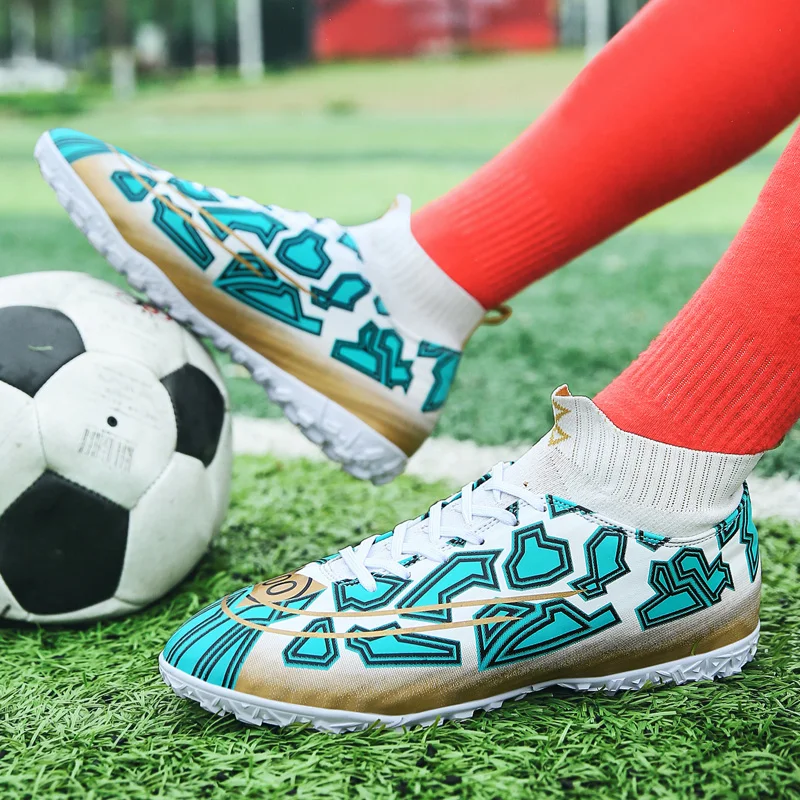 Унисекс футбольная обувь с длинными шипами футбольные ботинки FG/TF уличные бутсы