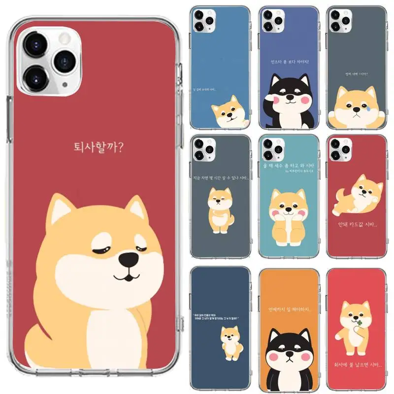 

Japanese cartoon corgi Phone Case Transparent for iPhone 6 7 8 11 12 s mini pro X XS XR MAX Plus se cover funda shell