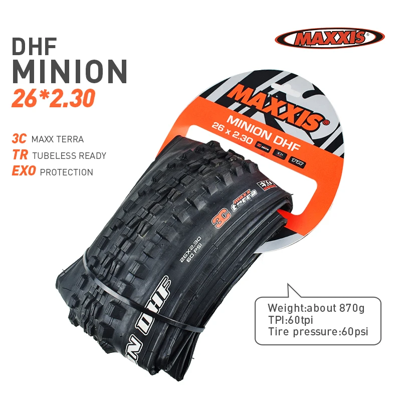 DHF 26 x2.3 3C MAXXIS Высокая роликовая велосипедная шина 26 27,5 бескамерная готовая TR 26*2,4 27,5*2,4 2,5 шины для горного велосипеда Складные шины MINION DHF DHR - Цвет: DHF 26 x2.3 3C