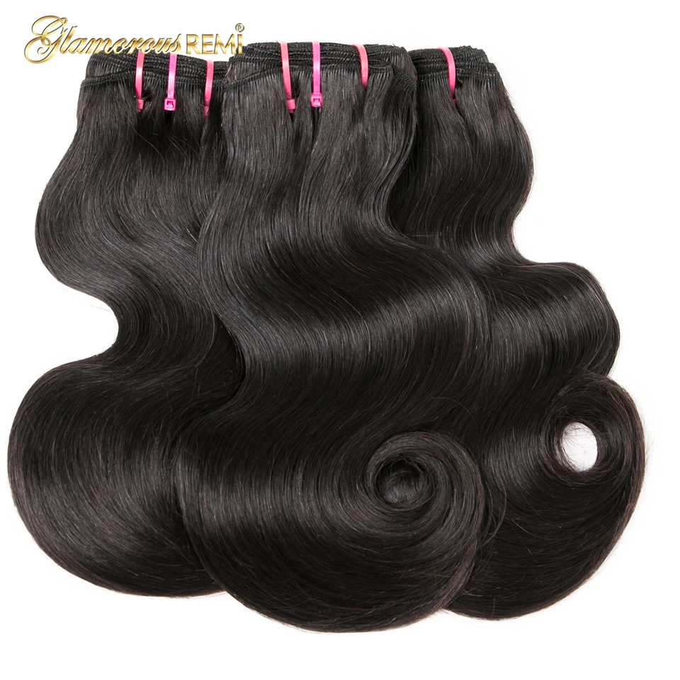 Двойной нарисованный Funmi/Fumi пучки волнистых волос 3 шт./лот # 1b натуральные