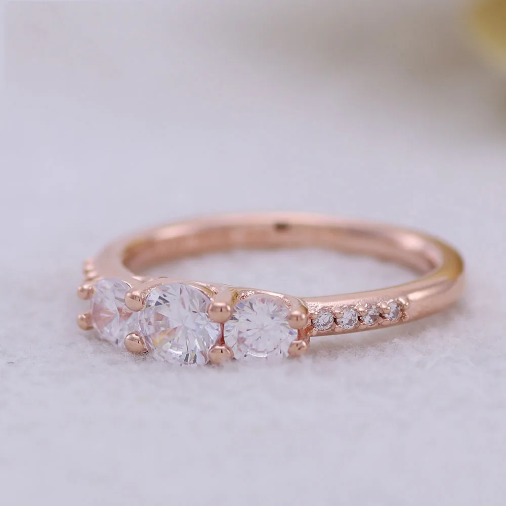 

Hot Real 925 Sterling Silver Ring Fairy Tale Light Rose Gold Bright Elegant Rings For Women's Gift Banquet Jewelry