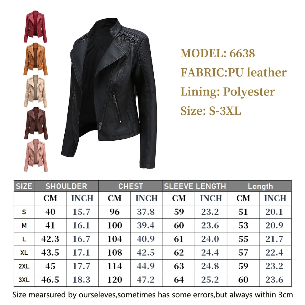 

AKSR 2020 New Spring and Autumn Women's Leather Jacket Women's Clothing Slim Thin Ladies Moto Biker Faux Leather Coat Zippers