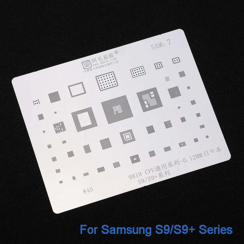 

Japan Steel BGA Stencil for Samsung S9 S9+ Exynos9810 SDM845 CPU Heat Planting Tin Net 0.12mm Thickness Template