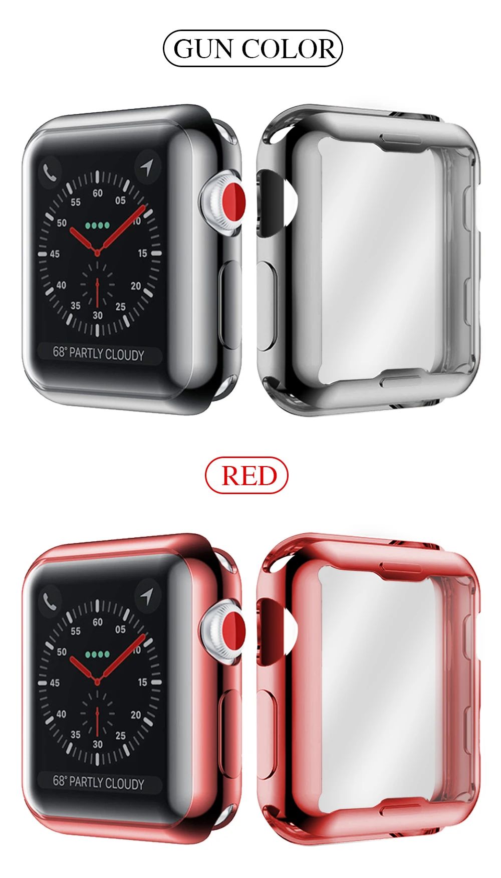Тонкий чехол для часов Apple Watch, чехол 5, 4, 3, 2, 1, 42 мм, 38 мм, мягкий прозрачный ТПУ 360, Защита экрана для iWatch 4, 44, 40 мм, аксессуары