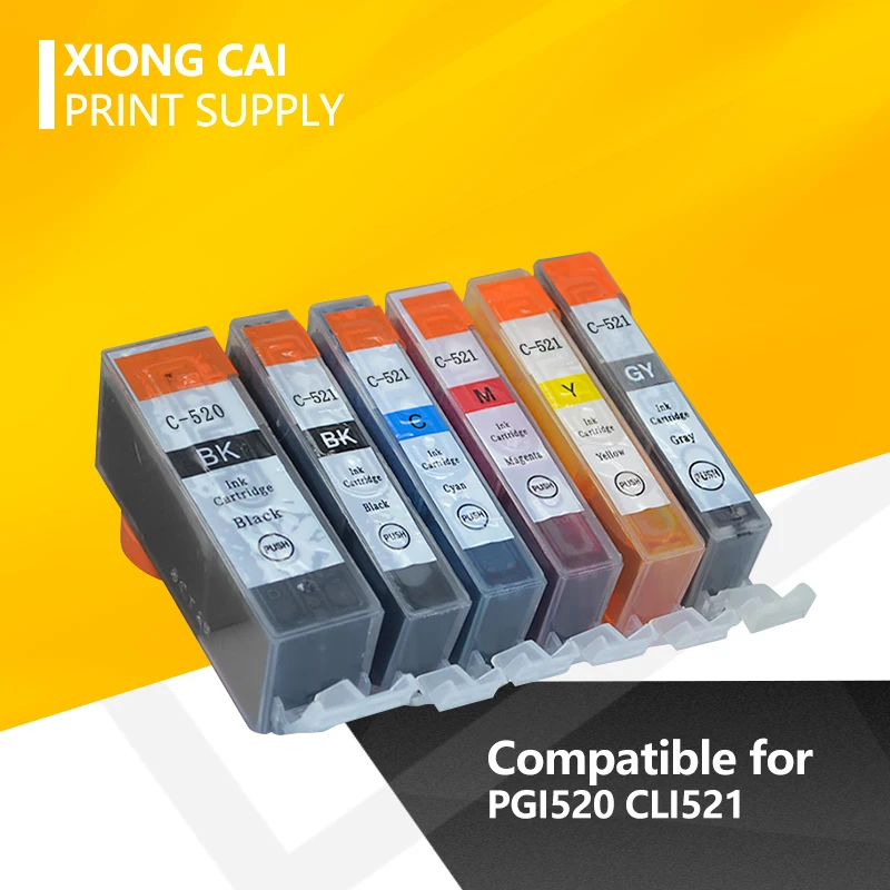 6 шт PGI520 PGI 520 CLI 521 совместимый чернильный картридж для принтера Canon принтерам PIXMA