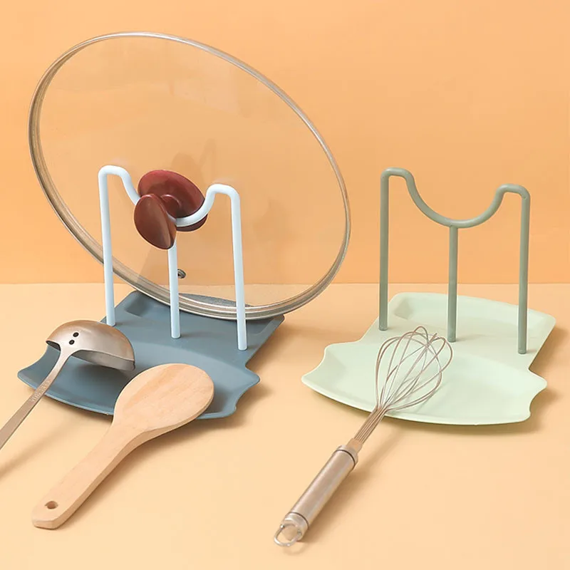 Kitchen Organizer Pot Lid Storage Rack Shelf Countertop Punch-free Spoons Pad Bracket Home Shelves Accessories Tools | Дом и сад