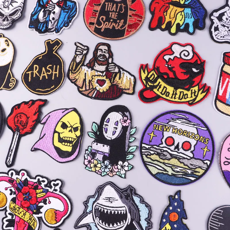 

Japan Anime Patch Iron On Patches For Clothing Skull Embroidered Patch On Clothes Rock Music Patch Stripe Badges For Jacket DIY