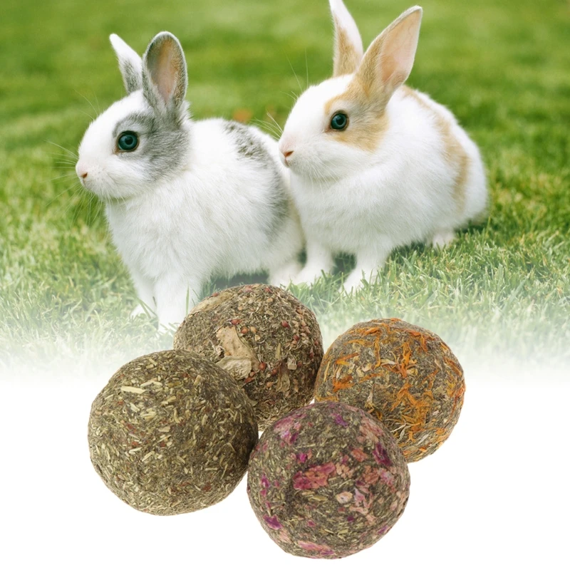 

2pcs Pet Teeth Grinding Ball Natural Grass Toys for guniea Pig Rabbit Chinchilla P82C