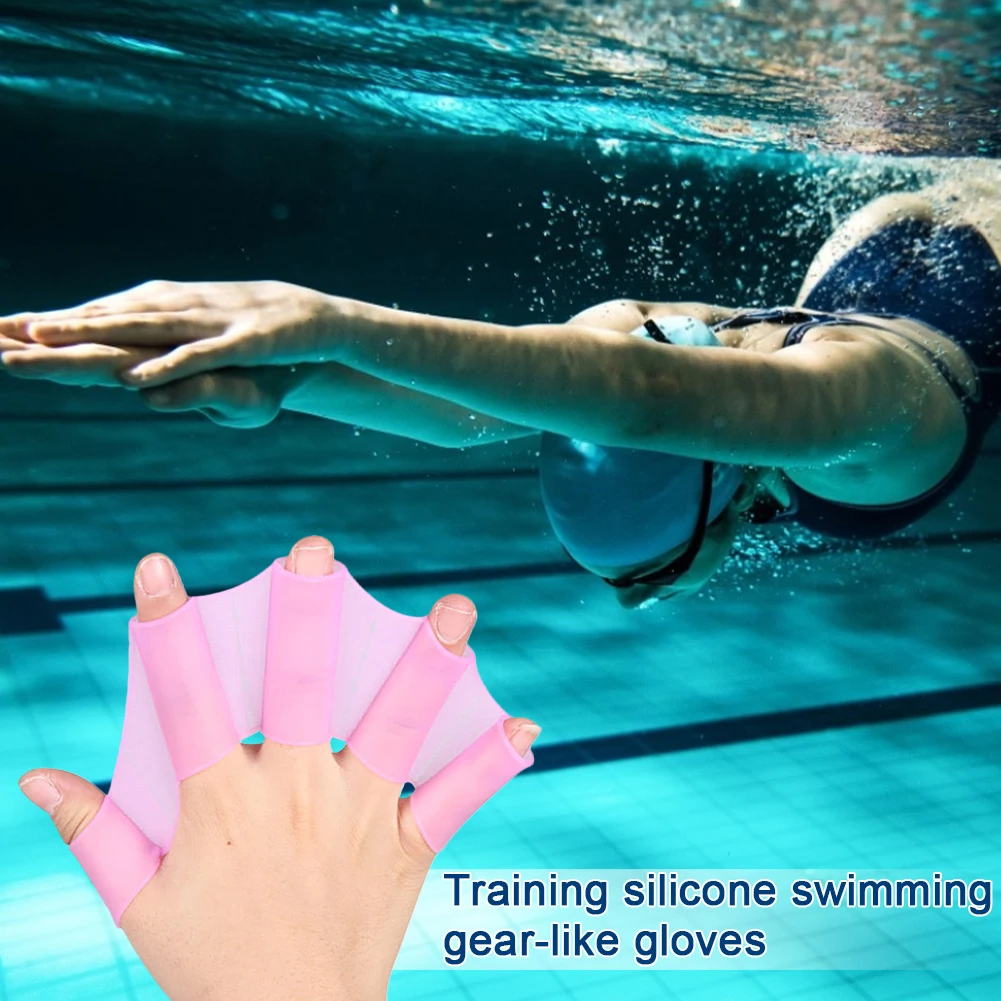 

Finger Webbed GlovesFins Hand Web Flippers Training Silicone Swim Gear Webbed Gloves Diving Gloves Universal Swimming Tool