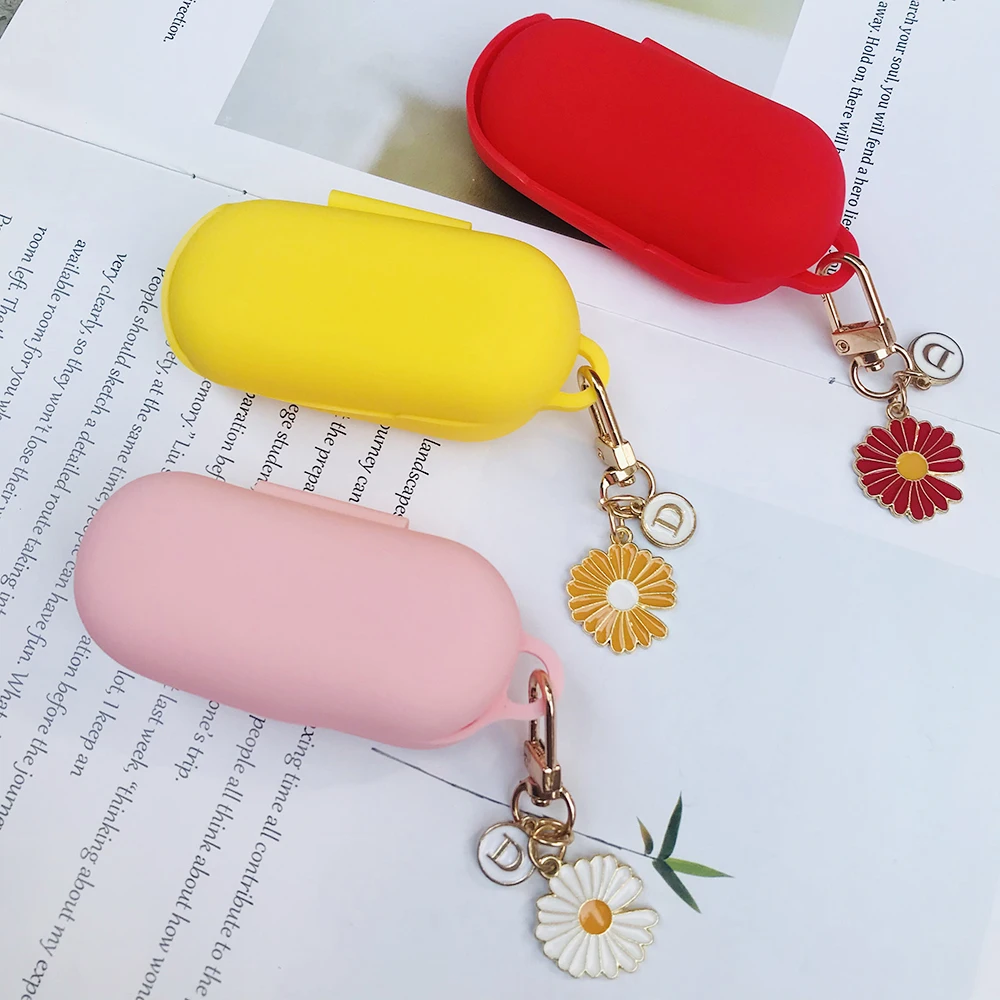 

flower Silicone Case for Huawei FreeBuds Lite /FreeBuds enjoy Case fashion with Daisy flower Keychain Earphones Protect Cover
