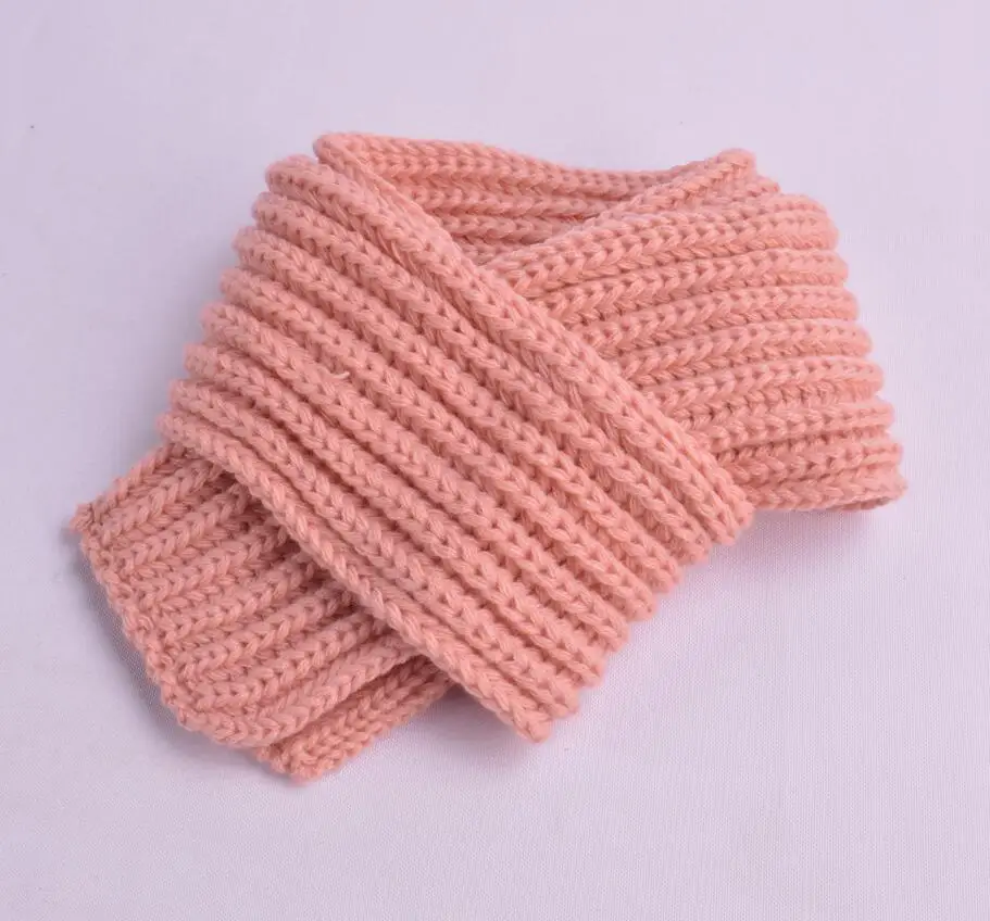 pink scarf Милая Детская шляпа карамельного цвета; сезон осень-зима; шапки с острым носком для детей; вязаная теплая шапочка для мальчиков и девочек - Цвет: pink scarf