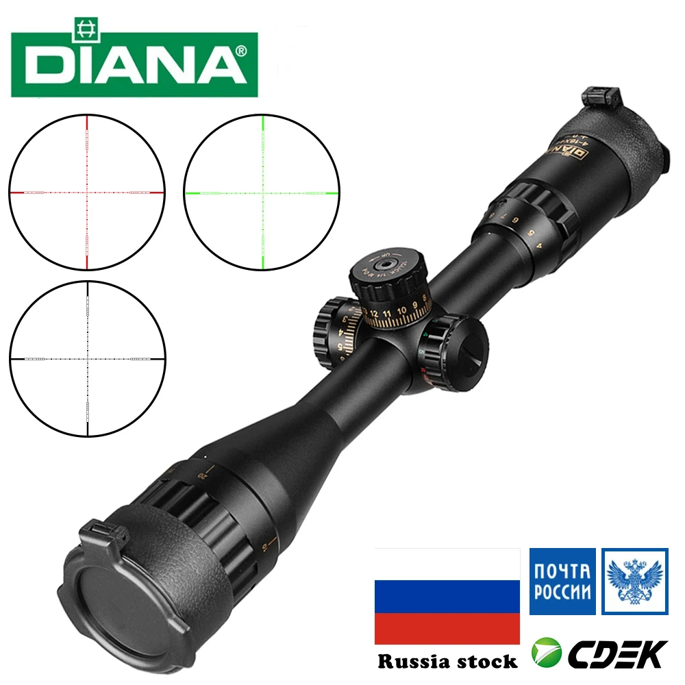 DIANA 4-16x44 Hunting Rifle Scope Tactical Optic Cross Sight Green Red Illuminated Riflescope For Sniper Airsoft Air Guns