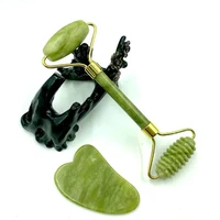 2 in 1 jade roller face lifting tool guasha anti cellulite facial massage natural jade scraper neck face thin slimming skin care