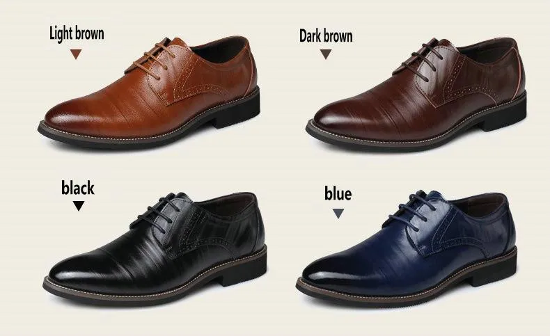 

2020 New High Quality Classic Leather Men's Shoes Lace Up Broch Business Suits Men Oxford Shoes Men Formal Shoes38-48