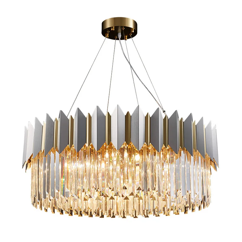 

Modern Minimalist Chrome Round Designer Style Crystal Lamp For Living Room Dining Room Bedroom Hanging Glossy Chandelier