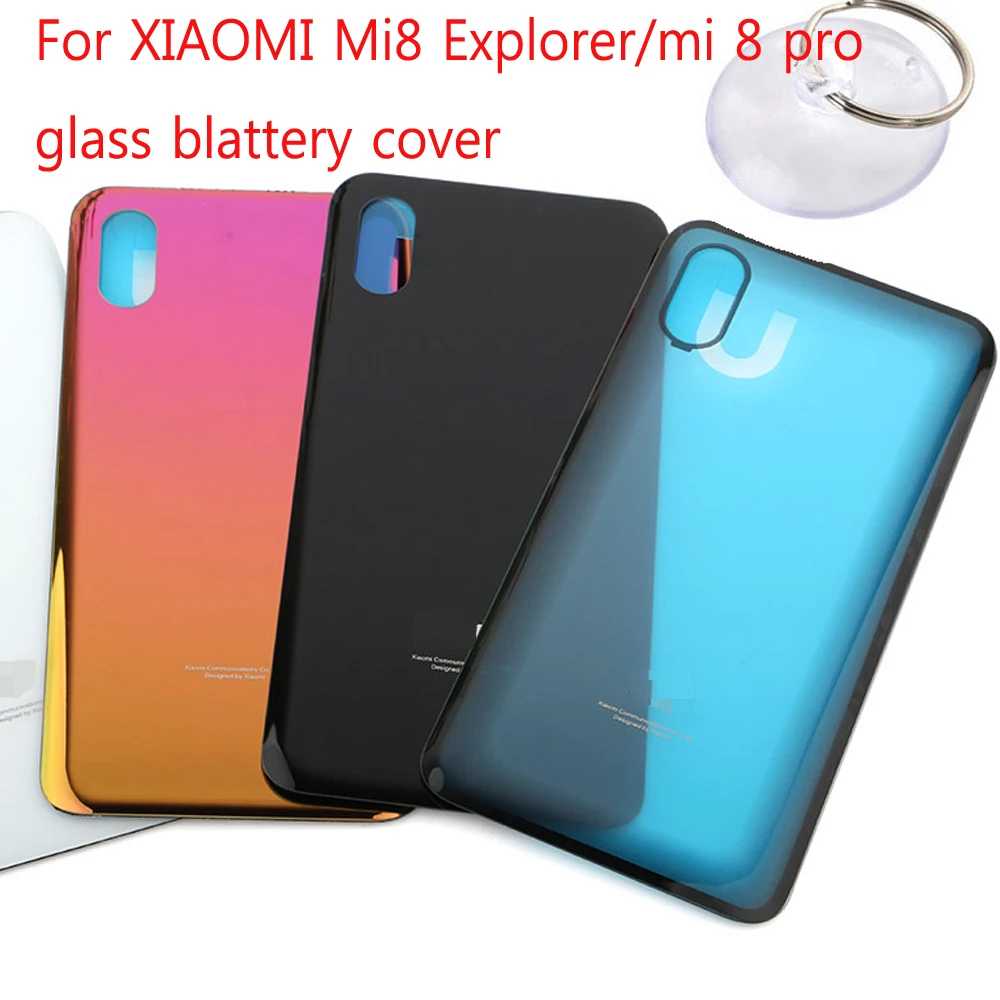 Стеклянная задняя крышка корпуса для Xiaomi Mi 8 Explorer / MI Pro аккумулятора + наклейка mi8