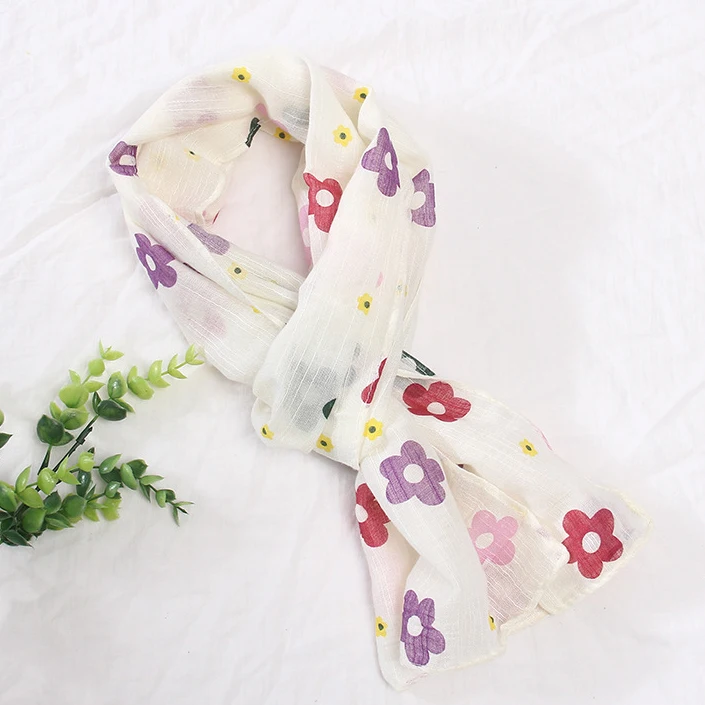 flower white Модный детский шарф с принтом короны, весенний хлопковый шейный платок для маленьких мальчиков и девочек, милая теплая шаль, шарфы хиджабы - Цвет: flower white