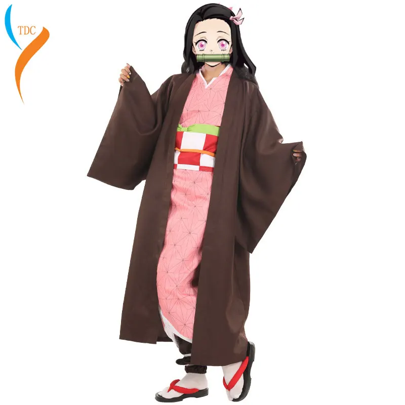Аниме! Demon Slayer: Kimetsu no Yaiba Kamado Nezuko симпатичное кимоно Униформа карнавальный костюм