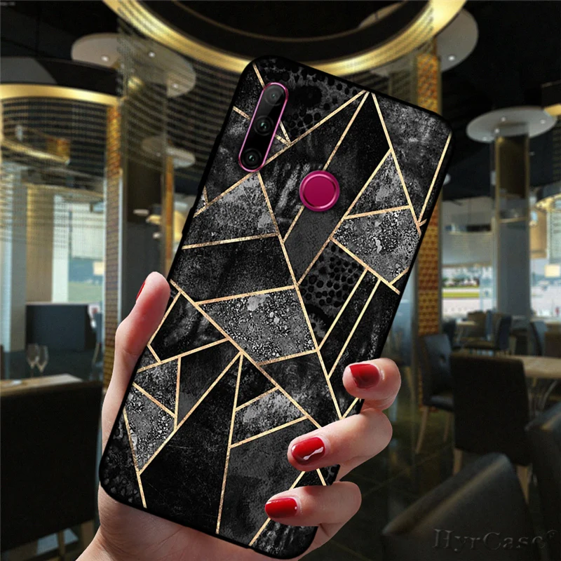 Marble Geometric Art Black Phone Case For Huawei Honor 10i 20i 30i 9 10 20 30 10X Lite Pro 9X 8X 8C Soft Silicone Cover huawei waterproof phone case