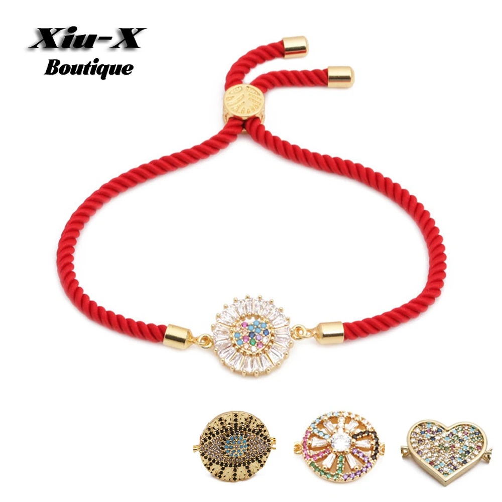 Ярко красного цвета нити плетеные браслеты из нержавеющей стали для женщин