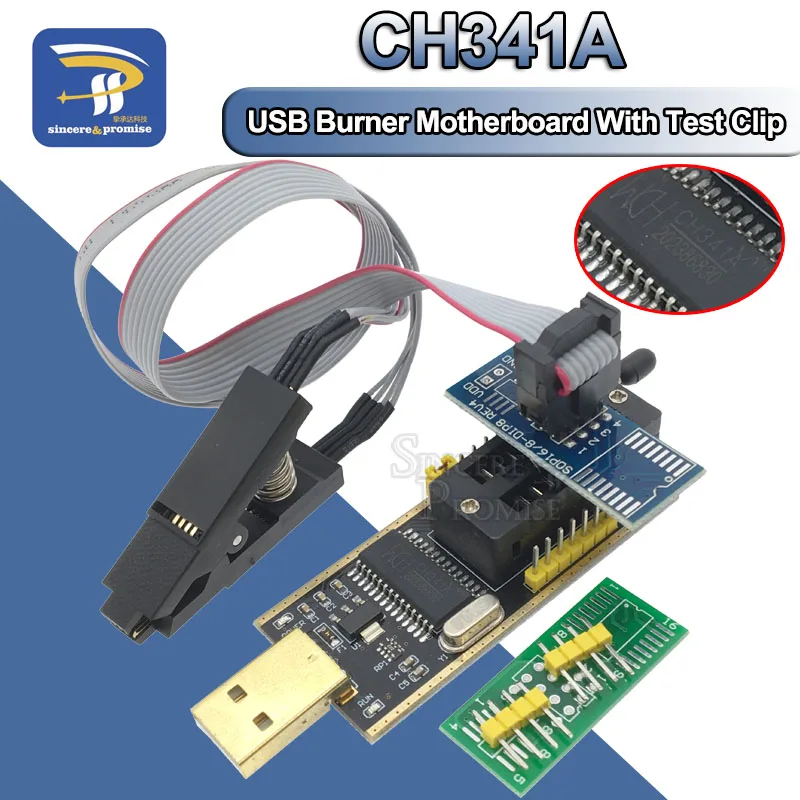 Зажим для тестирования SOIC8 SOP8 EEPROM 93CXX / 25CXX 24CXX адаптер + CH341A 24 25 серия Flash BIOS USB
