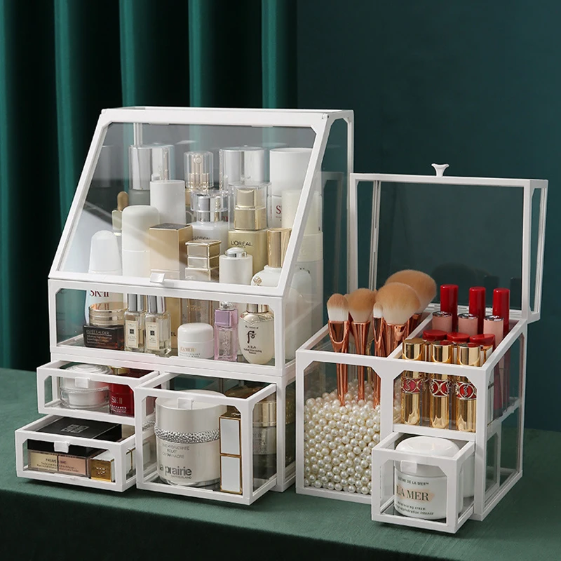 

Органайзер для макияжа, прозрачная коробка для хранения косметики, демонстрационная стойка для помад, подставка, держатель для кистей, ящик...