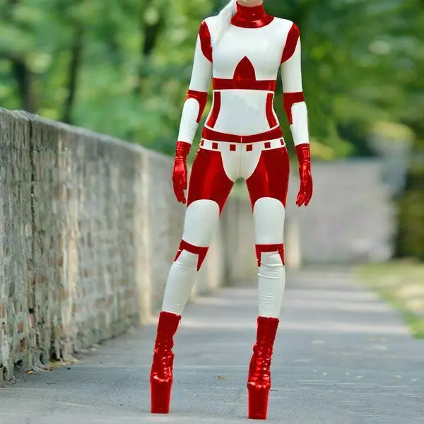 100% латексный резиновый гоночный костюм Eng Catsuit носок на молнии размер Feste для