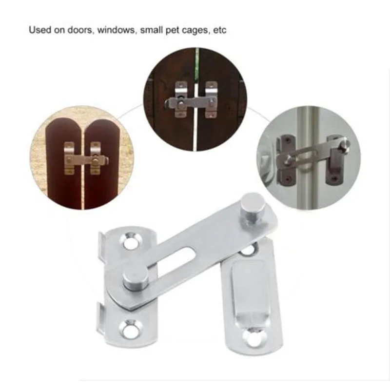 

Stainless Steel Right Angle Locking Latch Sliding Barn Door Lock Doors Windows Safety Security Home Anti-Theft Guard