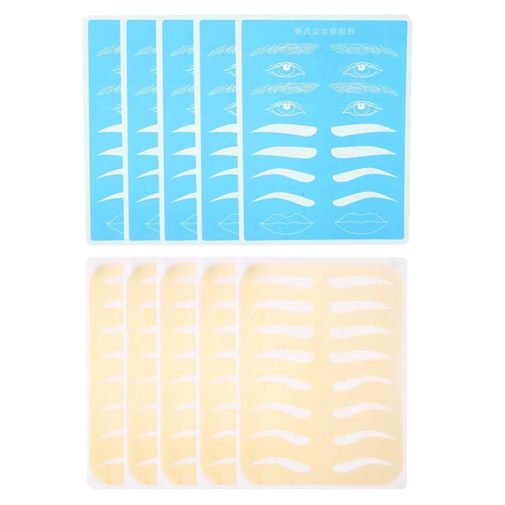 5Pcs 2Types Tattoo Practice Permanent Makeup Microblading Eyebrow Training Silicone Fake Skin Model Temporary Tattoos Stencils | Красота и