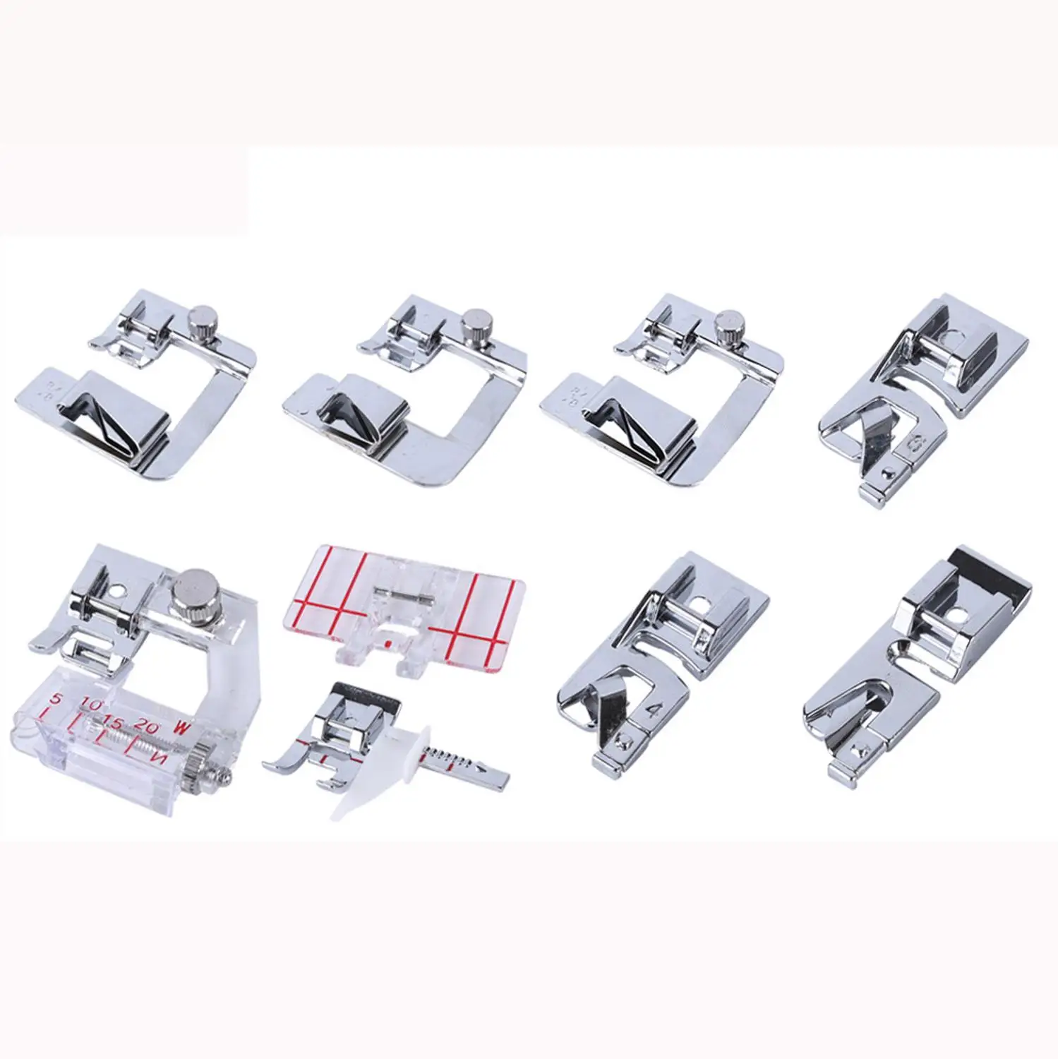 Набор ножей для рулонной отделки 9PCS Domestic Sewing Machine Foot Presser Rolled Hem Feet Set for Singer Brother Low Shank Adapter Accessories QE on.