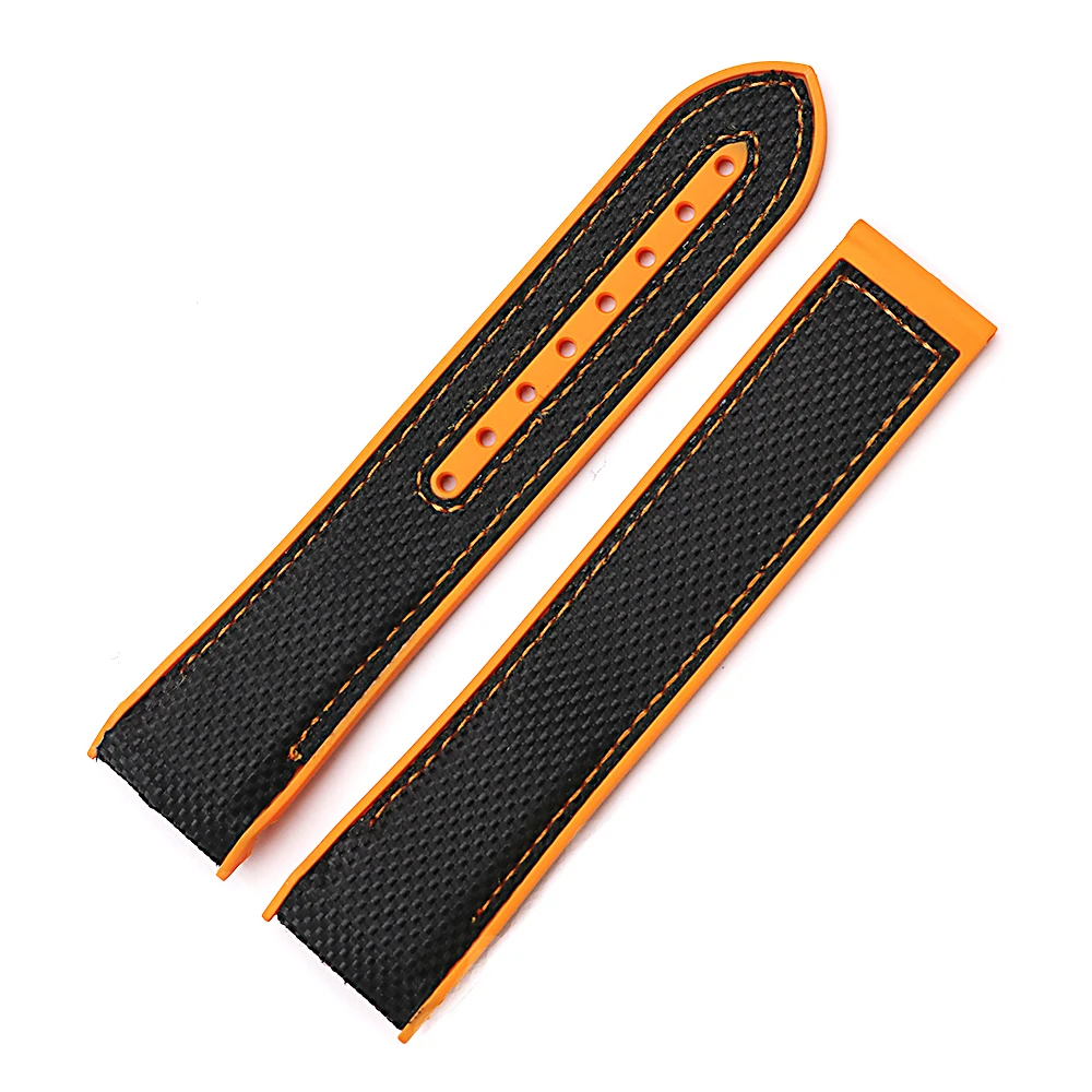 CARLYWET 20 22mm TOP Quality Red Hot Sell Rubber Silicone With Nylon Replacement Watch Band Strap For Omega Planet Ocean 45 42mm