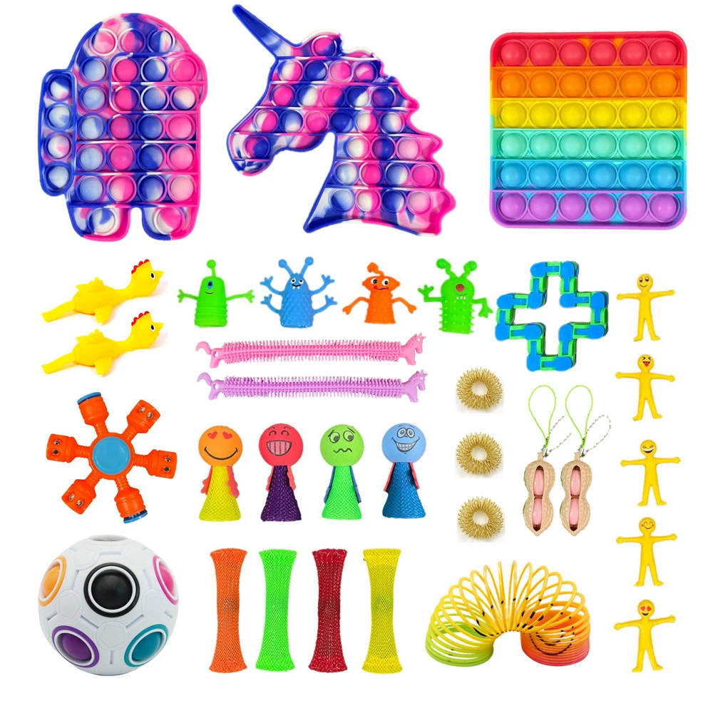 

Fidget Toys Pack Push Bubbles Toy Единорог красочные антистрессовые сжимающие сенсорные игрушки для декомпрессии подарок для маленьких детей