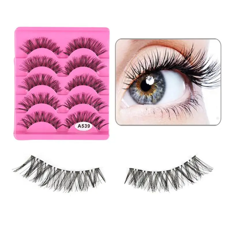 

5 Pairs False Eyelashes Natural Cross Fiber Handmade Soft Thick Long Fake Lashes Makeup Extension Eyelashes Cosmetic Tools TSLM1