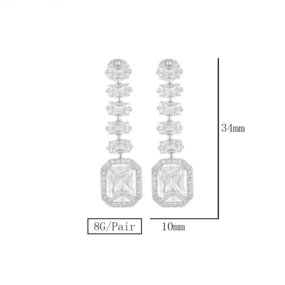 

LARRAURI Trendy Elegant Cubic Zirconia Wedding Party Earring for Women Classic Square Elegant Design Geometry Earrings Jewelry