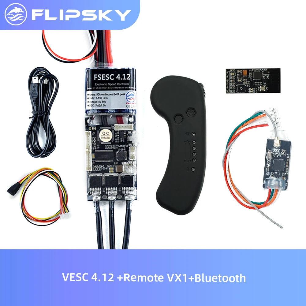 Kit de accesorios para monopatín eléctrico, controlador de velocidad eléctrico VESC 4,12, VX1 mando a distancia, Bluetooth, Combo Flipsky
