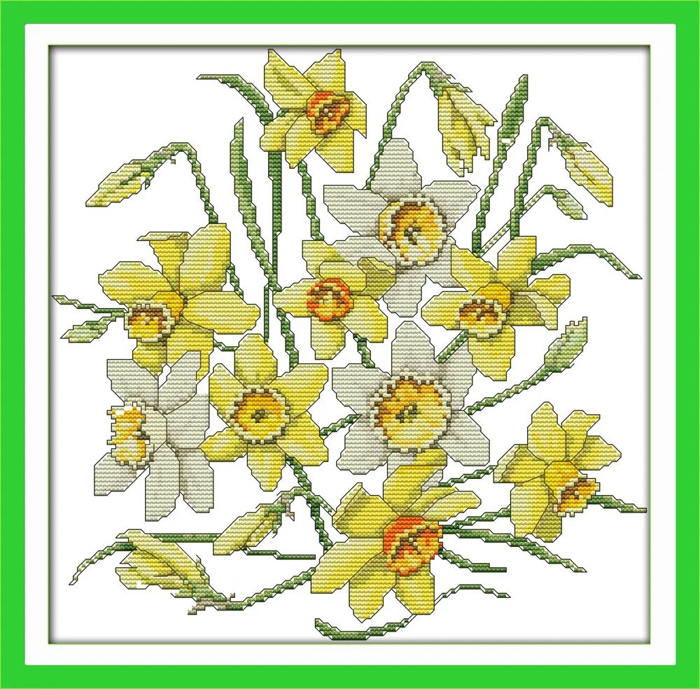 Набор для вышивки крестом Daffodils 14ct ткань с принтом холст вышивка сделай сам