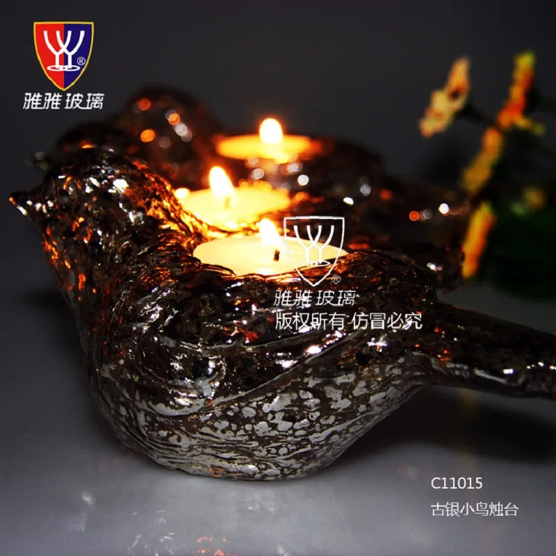 Птица старинное серебро высокого класса Европейский Подсвечник романтические