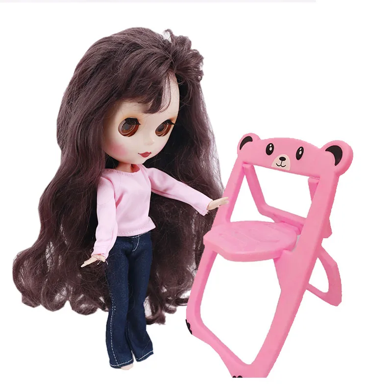Аксессуары для кукол Blyth складной стул с рисунком медведя шарнирных блайз